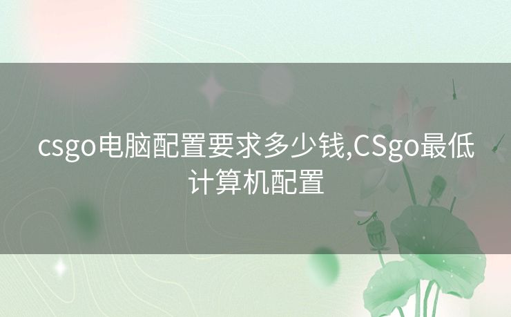 csgo电脑配置要求多少钱,CSgo最低计算机配置