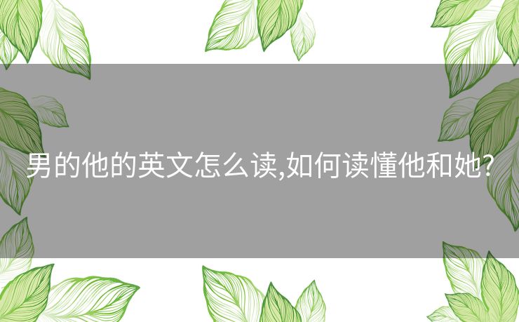 男的他的英文怎么读,如何读懂他和她?