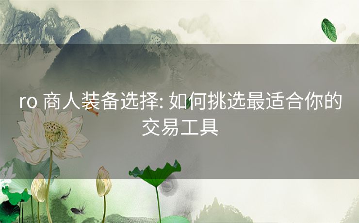 ro 商人装备选择: 如何挑选最适合你的交易工具