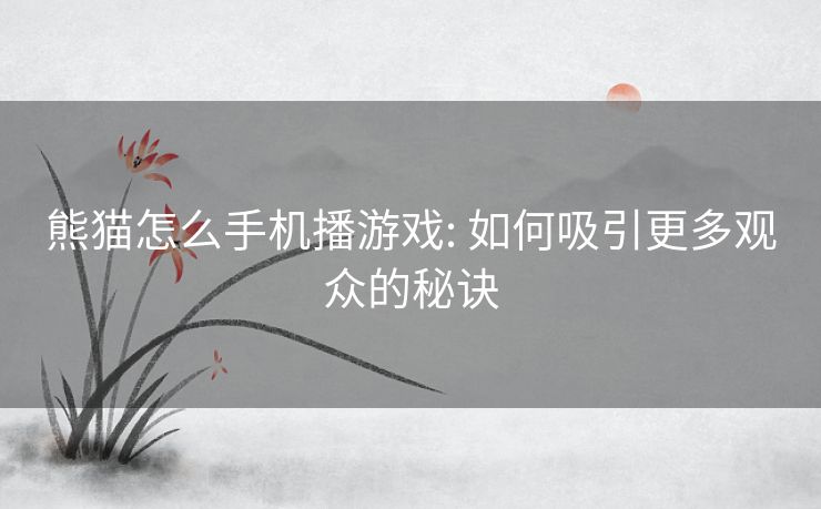 熊猫怎么手机播游戏: 如何吸引更多观众的秘诀