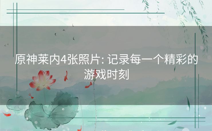 原神莱内4张照片: 记录每一个精彩的游戏时刻 原神莱内4张照片: 记录每一个精彩的游戏时刻